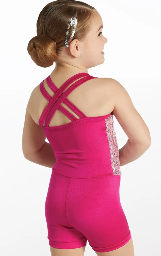 Pre-Owned Costume NEW Weissman  15905 Int Child Pink 2in1 Ballet Jazz Tap Sequin