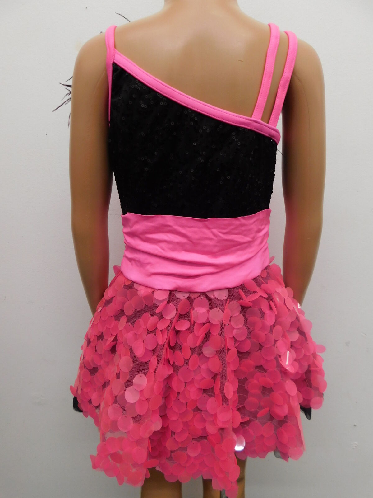 Pre-Owned Costume Weissman  7806 Large Child Hot Pink Dress Jazz  Sequins