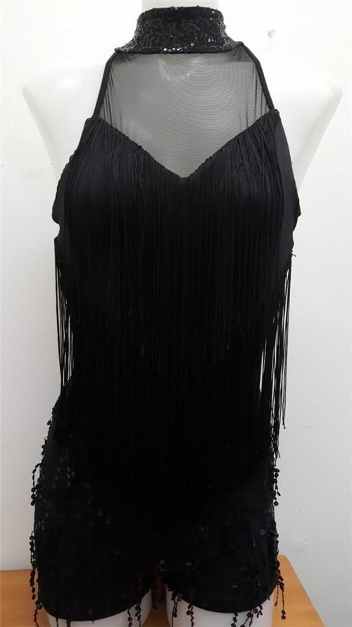 Pre-Owned Costume Kelle  6008 Large Child Royal Blue Fringe Sequin Jazz Latin