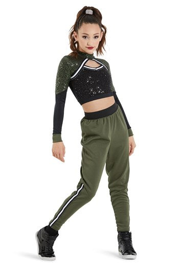 Pre-Owned Costume Weissman  11907 Small Adult Green  Hip Hop Clogging Sequin