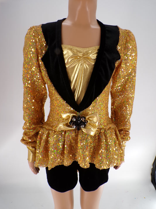 Pre-Owned Costume Wish Come True  18799 Medium Child Gold Jacket Jazz Sequin