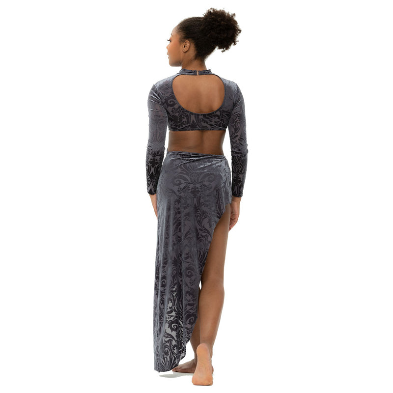 Pre-Owned Costume Medium Adult Blue Reverence 4518 Lyrical Contemporary Jazz Velvet Dress Paisley