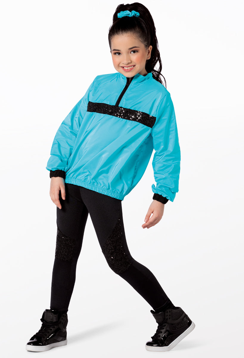 Pre-Owned Costume Weissman  14193 Small Adult Turquoise Unitard & Jacket Hip Hop Clogging Sequins