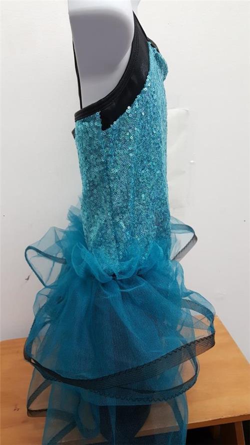 Pre-Owned Costume Medium Adult Teal Curtain Call J5095 Jazz Tap clogging Musical Theater Sequin