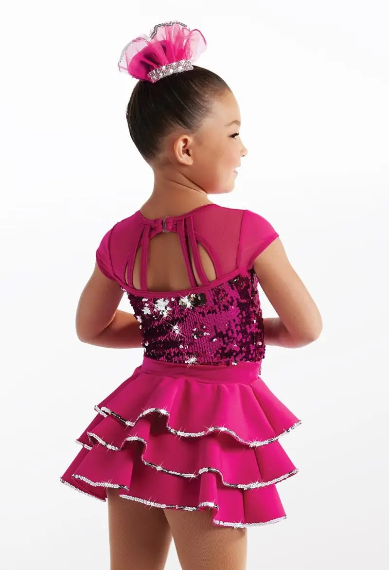 Pre-Owned Costume Weissman  14947 Intermediate Child Purple  Dress Jazz  Sequins