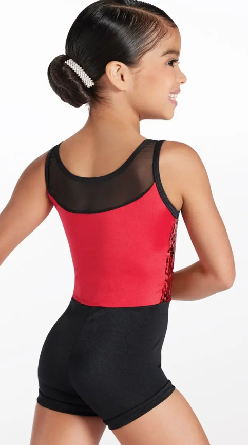 Pre-Owned Costume Weissman  14410 Large Child Red 3in1 Ballet Jazz Tap Sequin