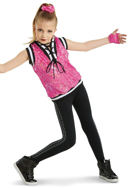 Pre-Owned Costume Weissman 11407 Small Adult Pink Vest Pants Hip Hop Jazz Sequins