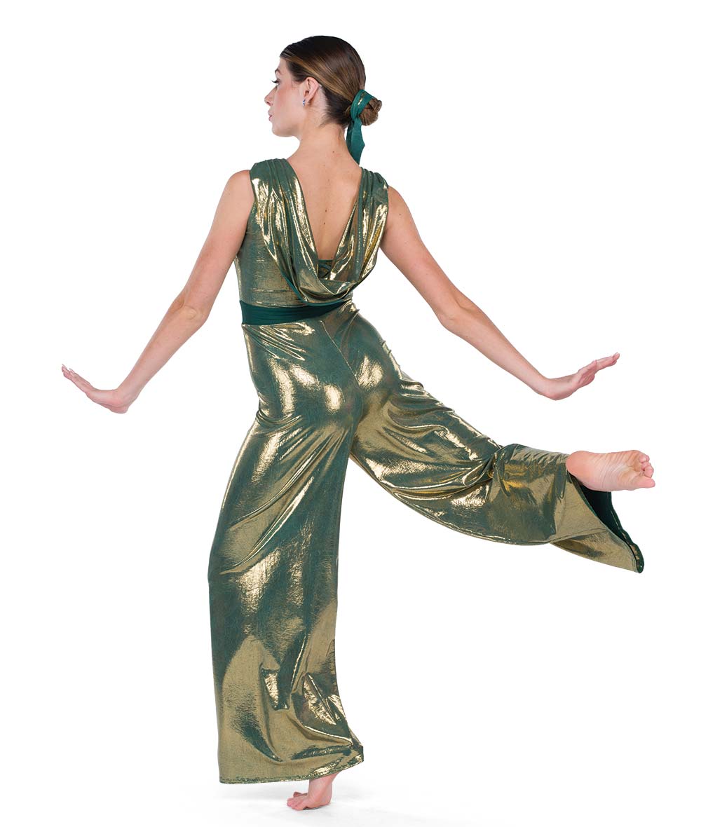 Pre-Owned Costume AWCT 24079 Medium Adult Green Jumpsuit Lyrical Metallic