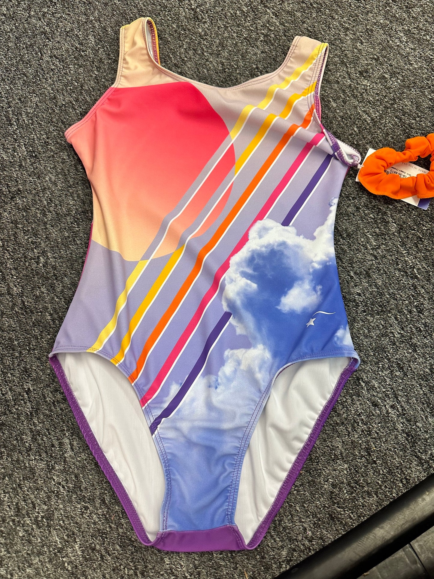 New Gymnastics Leotard Destira Dream Chaser Adult Sizes Colorful Clouds