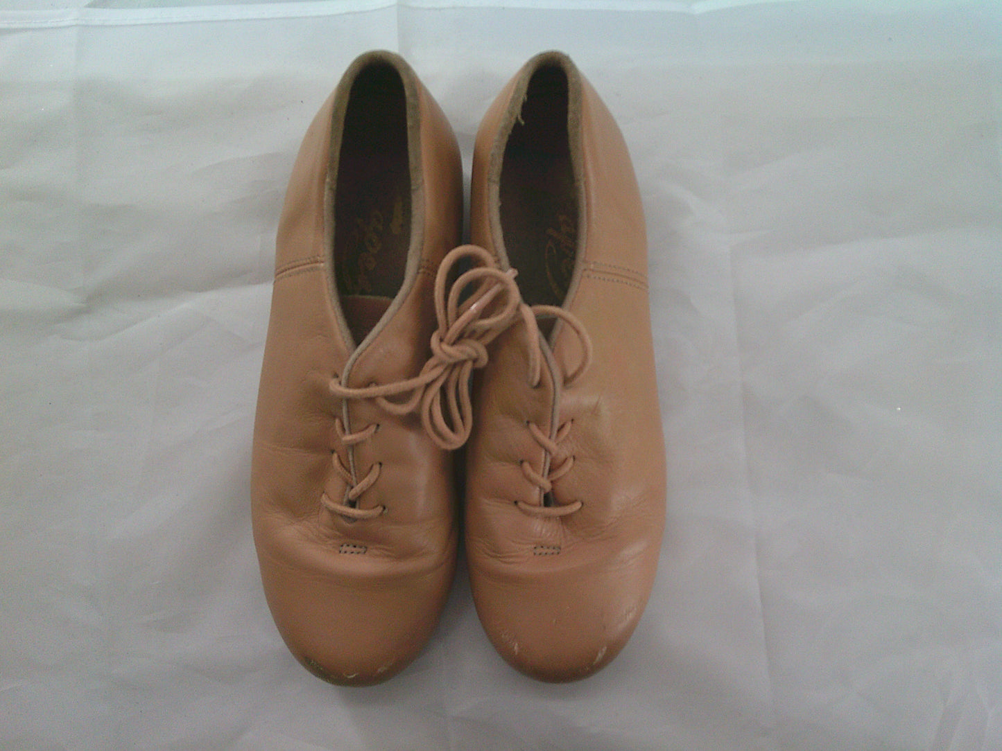 Pre-Owned Tap Shoes Capezio Big Kid 4M Oxford Leather Lace Up Full Sole