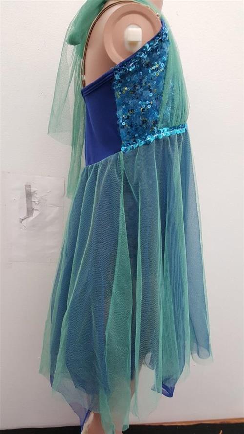 Pre-Owned Costume Medium Child Green Curtain Call E1020 Lyrical Contemporary Ballet Sequin Flowy Dress