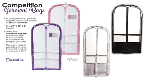 New Garment Bag Danz N Motion Clear with colorful Gusset and Pockets