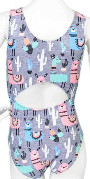 New Leotard Destira Llama Love Girls  Gray  Acro Tumbling