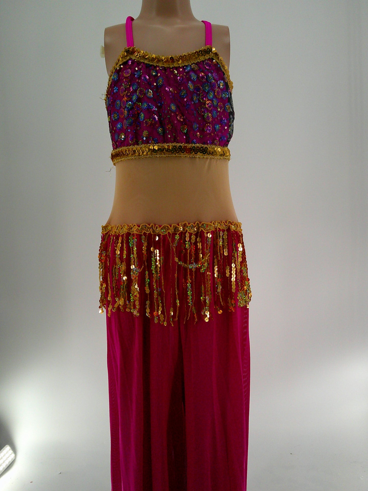Pre-Owned Costume Art Stone  26764 Large Child Pink Jumpsuit Jazz Sequin Arabian