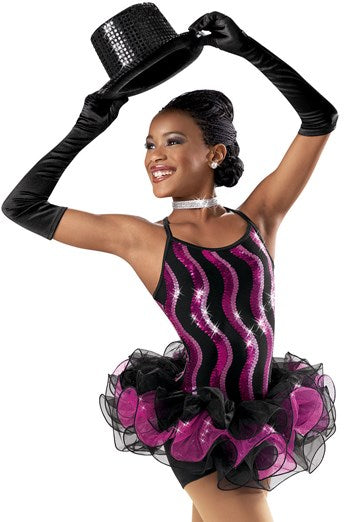 Pre-Owned Costume Medium Child Pink Weissman 7182 Jazz Tap Musical Theater Tutu Sequin Unitard