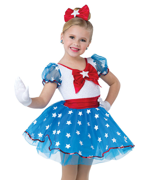 Pre-Owned Costume AWCT  23004 Medium Child Blue Stars Jazz Tap Sequins USA