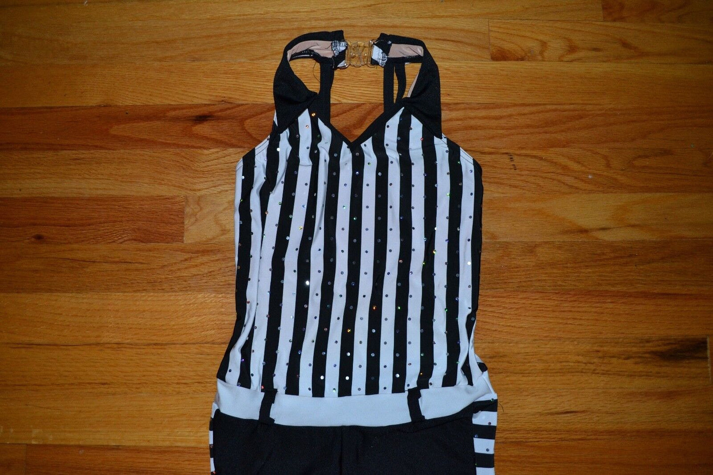 Pre-Owned Costume Wish Come True  V1457 Small Adult Black White Unitard Jazz Foil Dot