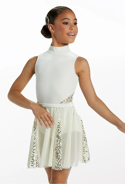 Pre-Owned Costume Weissman  15126 Medium Adult Ivory Dress Lyrical  Sequin