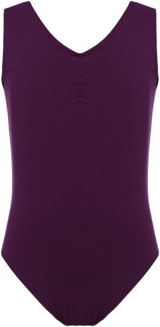 Pre-Owned Leotard iEFFiEL Large Child Dark Purple Tank Pinch Front Cotton
