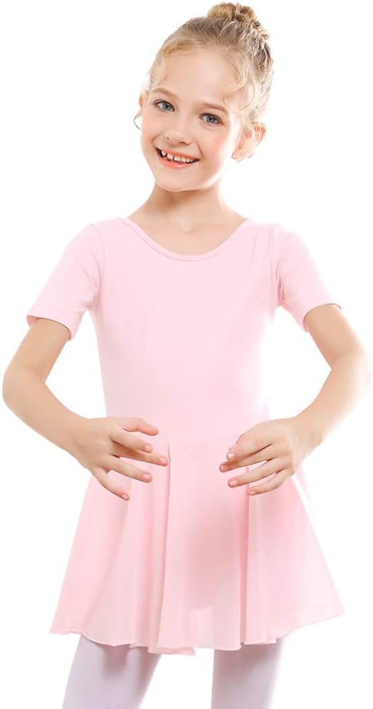 Pre-Owned Leotard Dress Small Child Pink Short Sleeve Cross Back Ballet