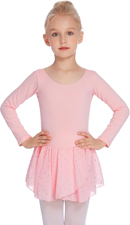 Pre-Owned Dress Leotard XS Child Long Sleeve Sparkle Skirt Ballet Tap