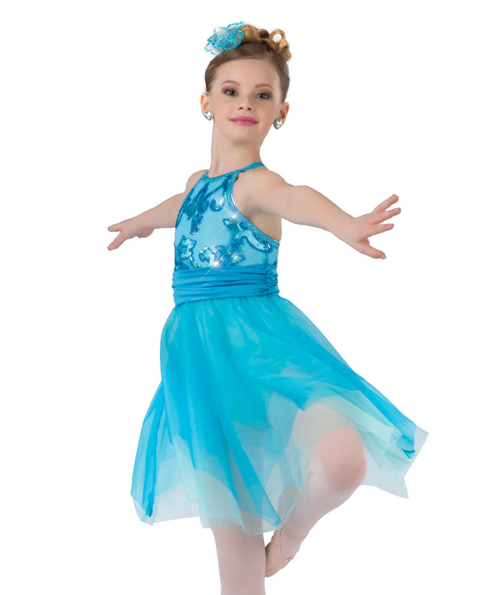 Pre-Owned Costume A Wish Come True V2192 Large Adult Blue Dress Lyrical Sequin
