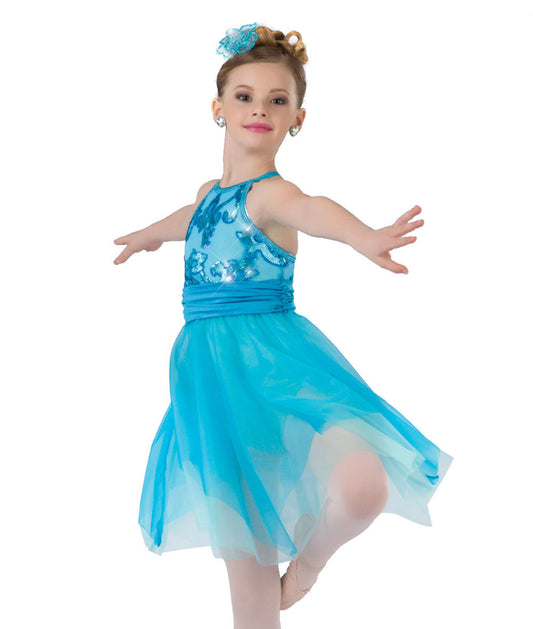 Pre-Owned Costume A Wish Come True  V2192 Large Adult Blue Dress Lyrical Sequin