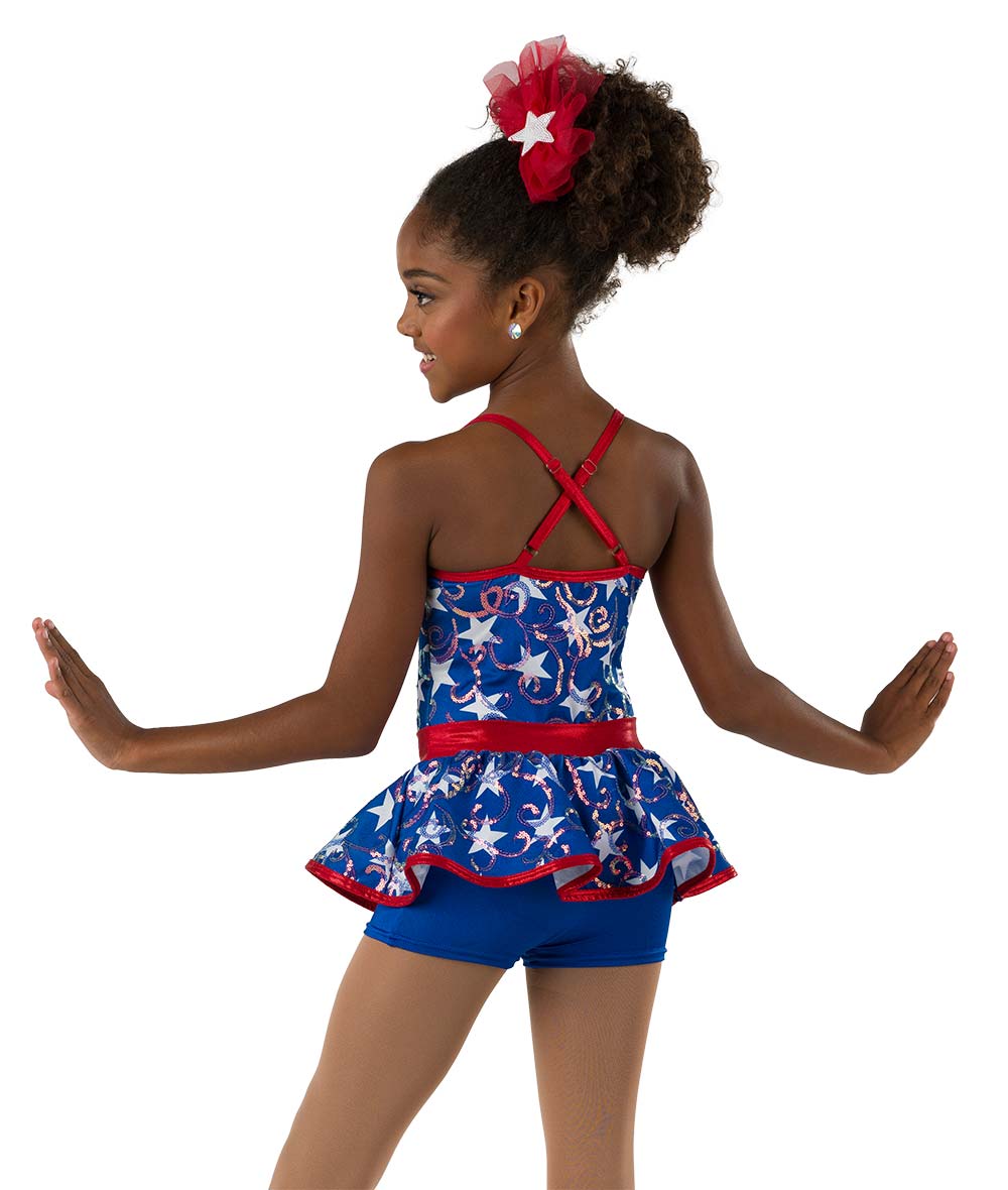 Pre-Owned Costume XL Child Blue A Wish Come True 24057 Jazz Tap Clogging Musical Theater Unitard Patriotic Stars