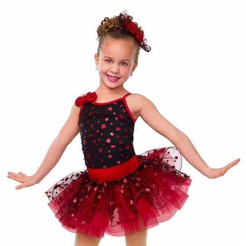 Pre-Owned Costume Curtain Call  E1133 Medium Child Red Tutu Jazz Glitter