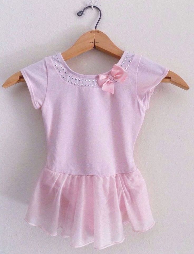 Pre-Owned Leotard Dress Child XS 4-5 Lt Pink Freestyle Flutter Sleeve Cotton