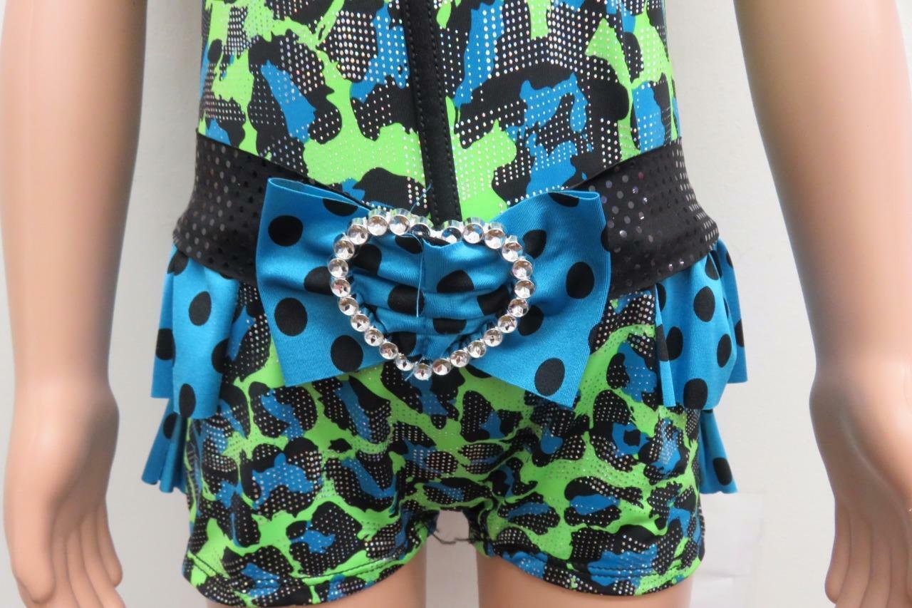 Pre-Owned Costume Curtain call  E1146 Large Child Green Ruffles Jazz Foil Dots
