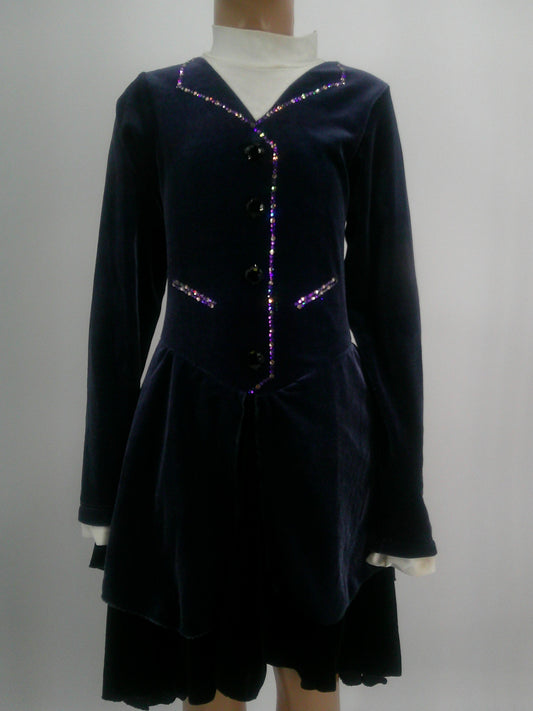 Pre-Owned Costume Unbranded   Large Child Blue Rhinestone Dress Jazz  School Uniform