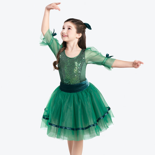 Pre-Owned Costume Revolution  RC20886 Large Child Green  Tutu Ballet  Sequin Clara