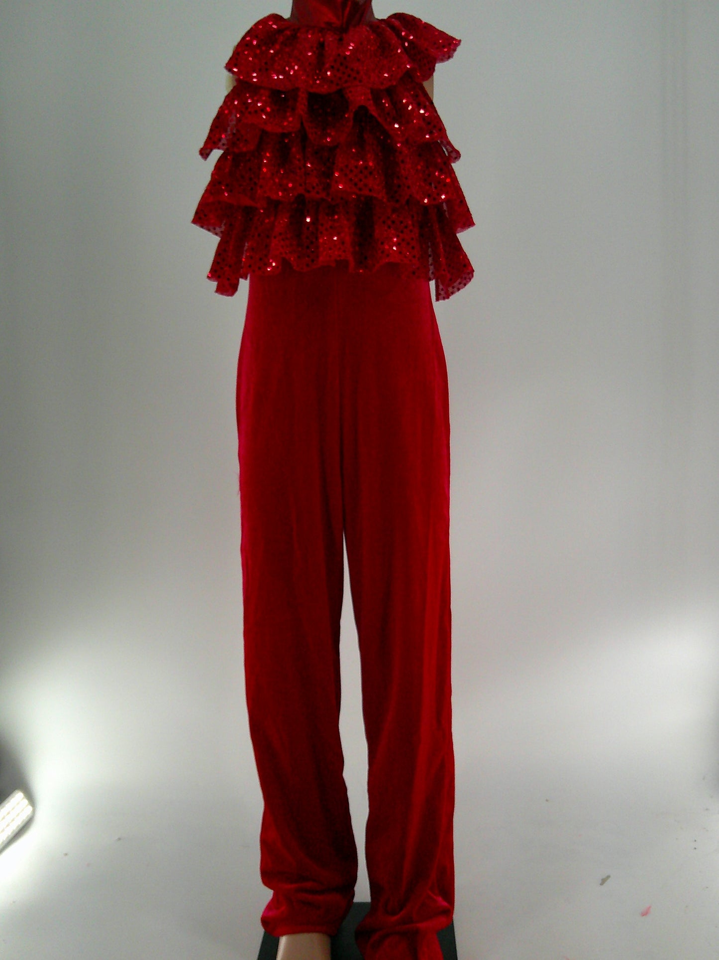 Pre-Owned Costume Unknown   Large Child Red Ruffles Jazz  Sequins