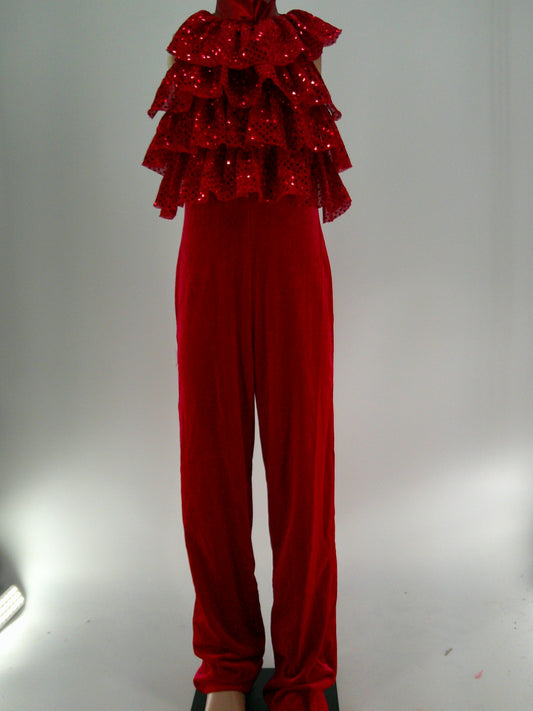 Pre-Owned Costume Unknown   Large Child Red Ruffles Jazz  Sequins