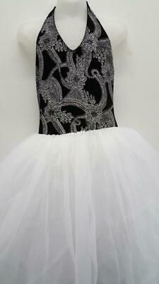 Pre-Owned Costume Curtain Call  E1382 Large Child White Long Tutu Ballet Glitter