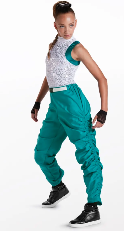 Pre-Owned Costume NEW Weissman 15675 Medium Child Teal Leo Pants Set Hip Hop Sequin