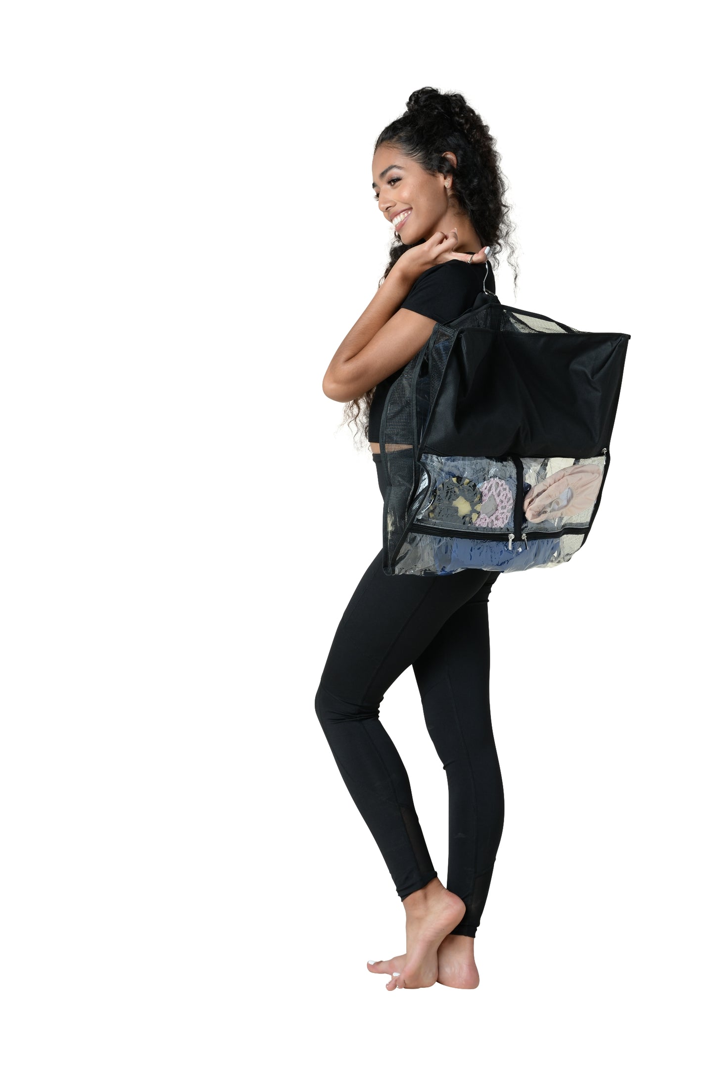 New Garment Bag Danz N Motion Clear with colorful Gusset and Pockets