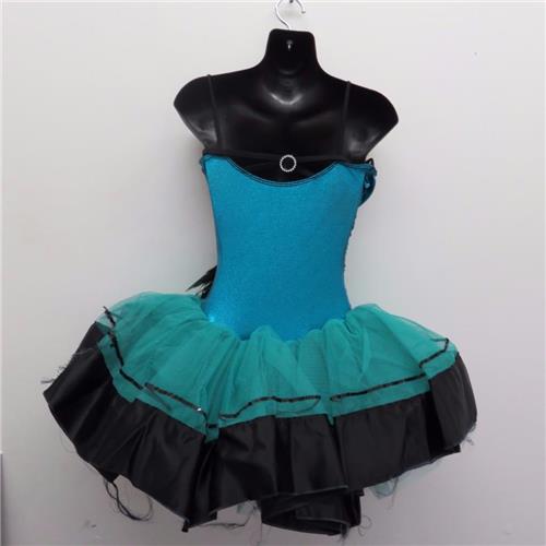 Pre-Owned Costume Curtain Call  C182 Large Child Teal Peacock feathers Ballet Sequin
