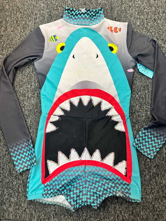 Pre-Owned Costume Biketard Alexandra  MD5041 Large Child Shark  Jazz Acro