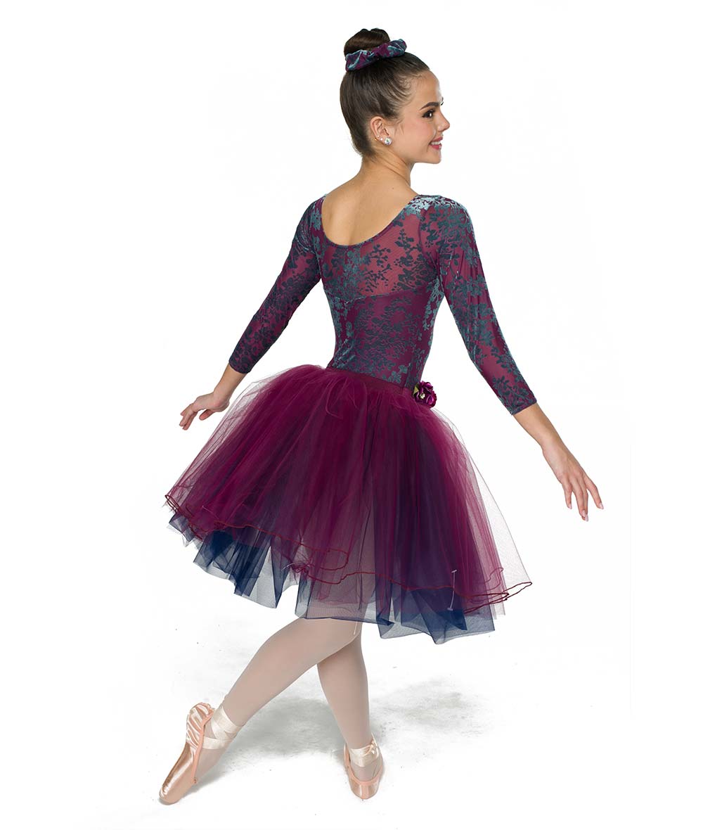 Pre-Owned Costume Large Child Burgundy A Wish Come True 25001 Ballet Pointe YAGP Floral Tutu Velvet