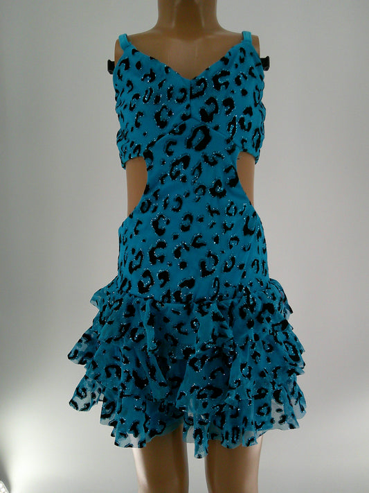 Pre-Owned Costume Kelle   Medium Child Turquoise Mock-ini Jazz Glittle