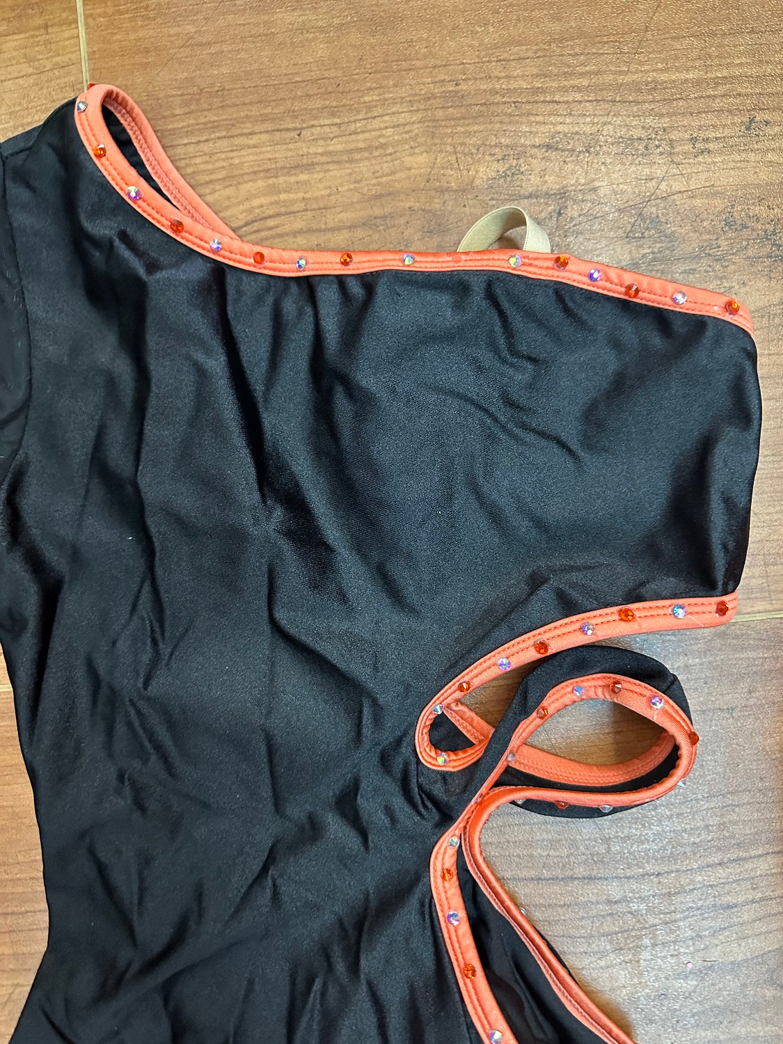 Pre-Owned Costume 10th House TH24172 Large Child Orange Asymmetrical Jazz Rhinestone