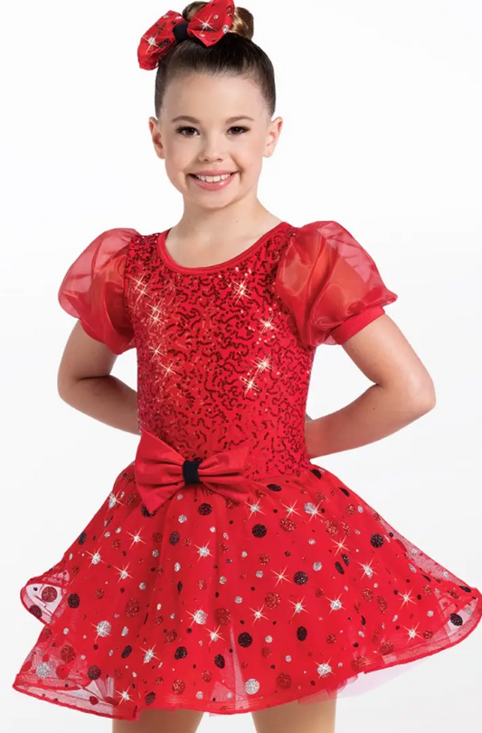 Pre-Owned Costume Weissman  14373 Small Child Red Glitter Tutu Jazz Tap Sequin