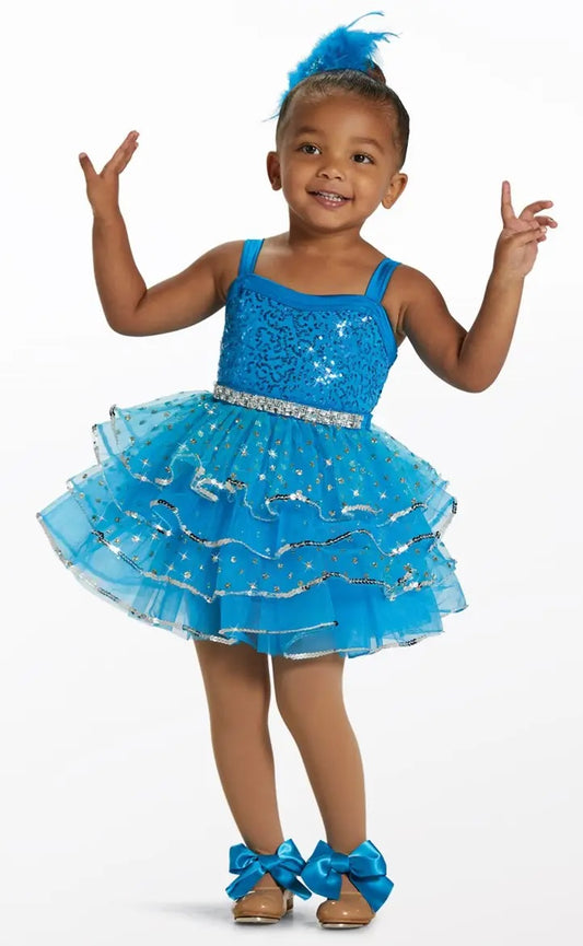 Pre-Owned Costume Weissman  15187 Small Child Turquoise  Jazz Tap Sequin