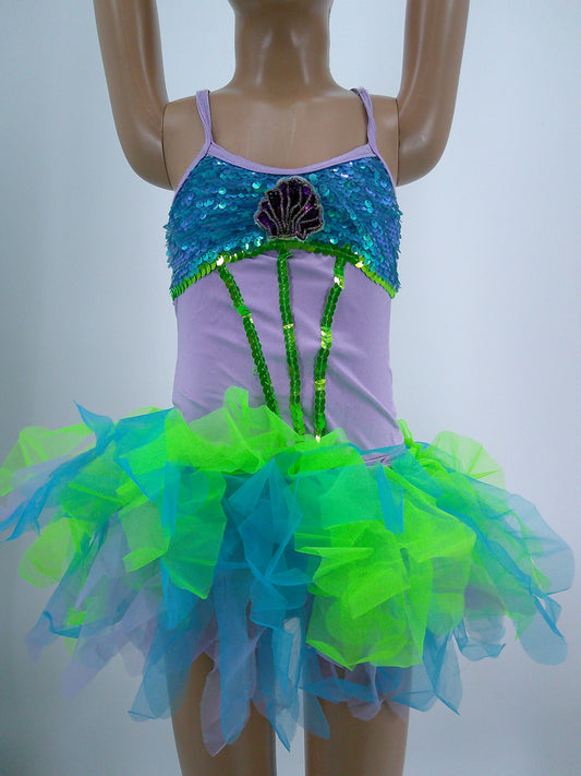 Pre-Owned Costume Costume Gallery  15800 6x-7 Child Purple Tutu Jazz Sequins Mermaid