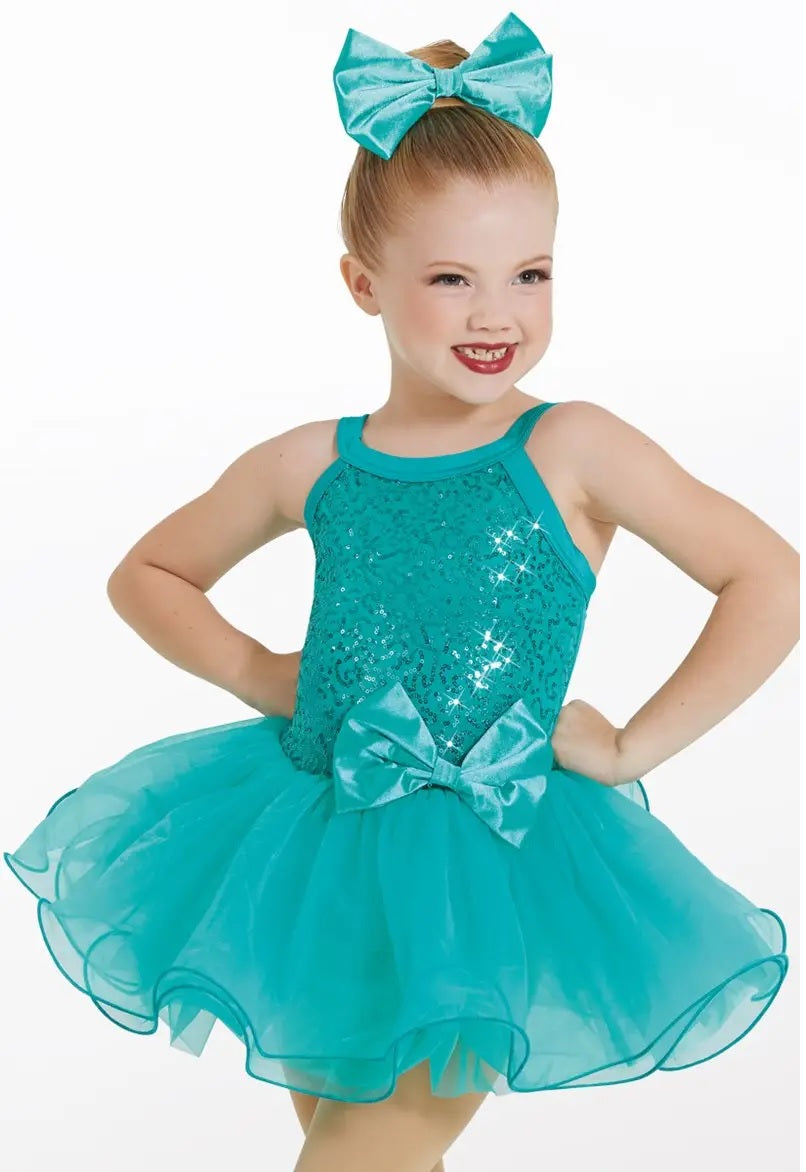 Pre-Owned Costume Weissman  12410 Small Child Teal Dress Jazz Sequin