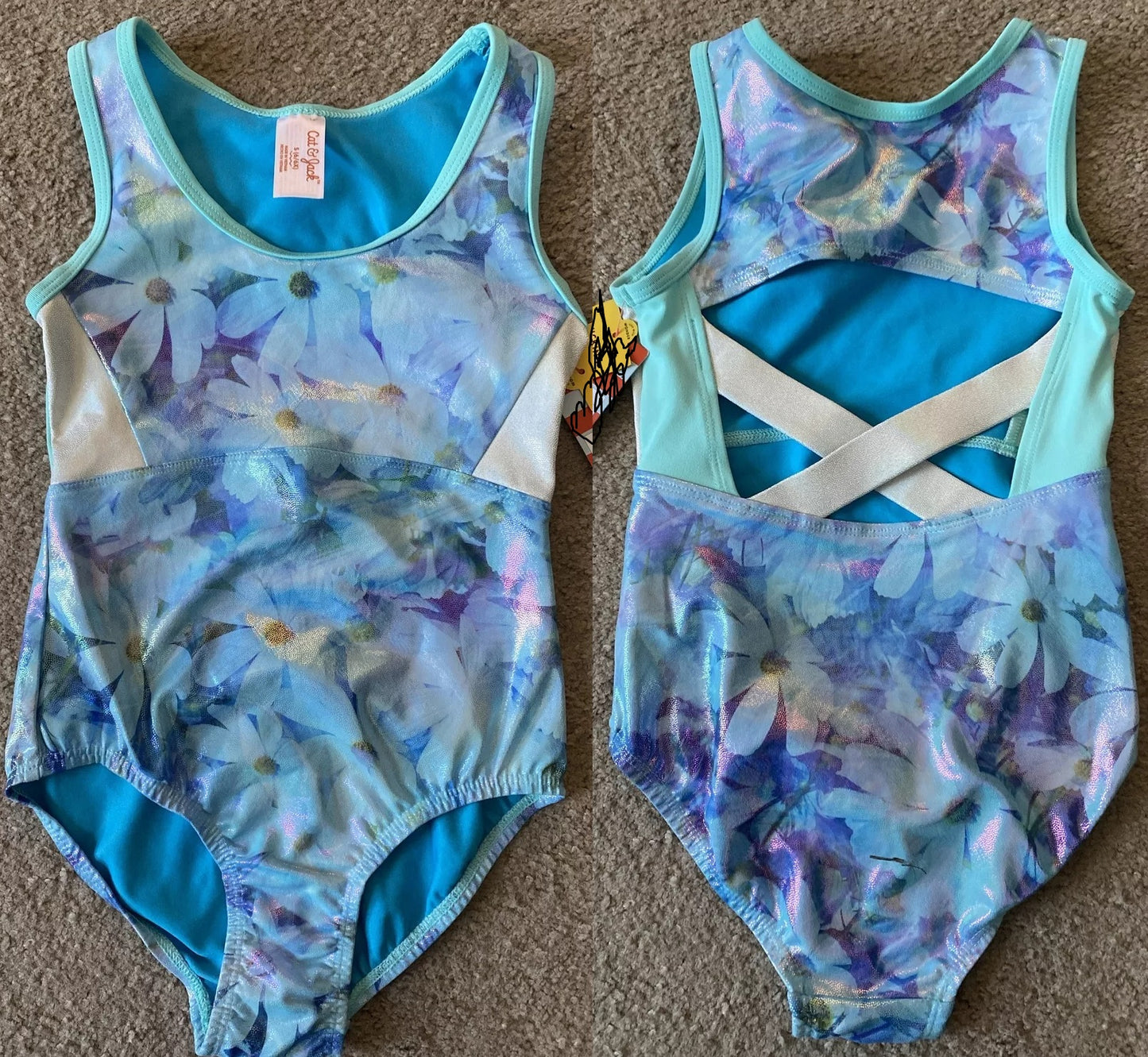 Pre-Owned Leotard Cat & Jack Large Child Blue Acro Tumbling
