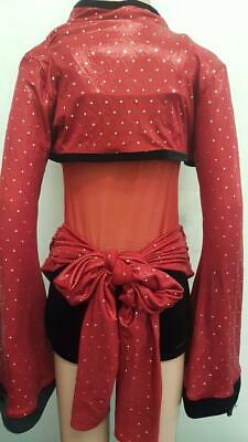 Pre-Owned Costume American Dancewear Small Adult Red Unitard Jazz Sequin Nutcracker