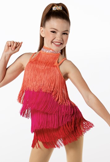 Pre-Owned Costume Weissman  14338 Large Child Pink Fringe Jazz Tap Sequin